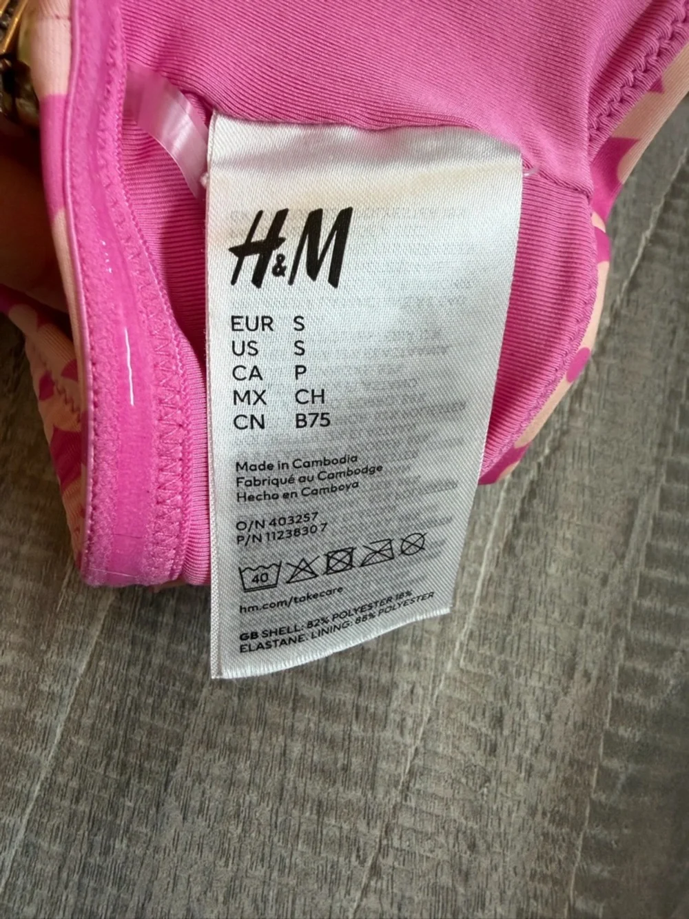 H&M Pink Floral Strapless Bandeau Top